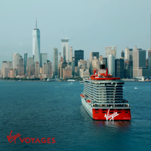 Virgin Voyages cruise ship sailing from NYC.